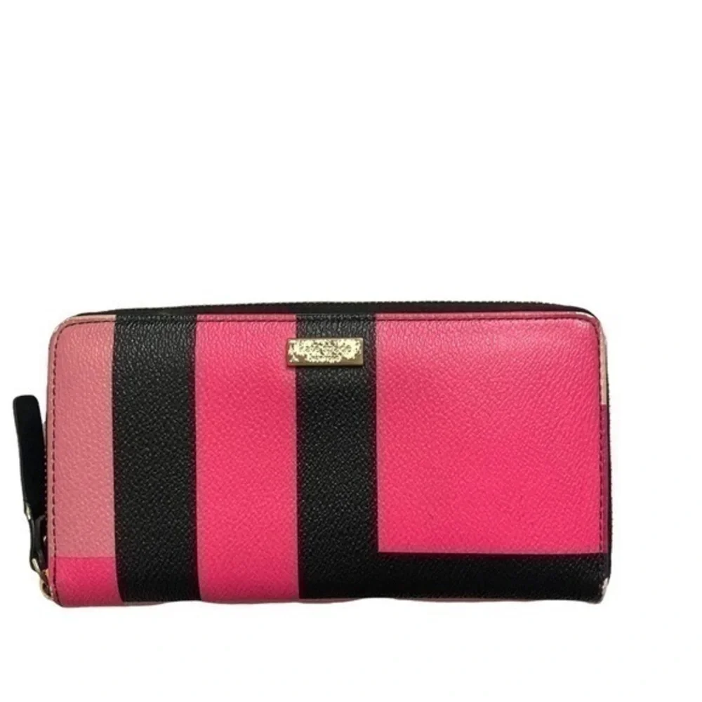 Kate spade multicolor pink colorblock clutch zipper wallet